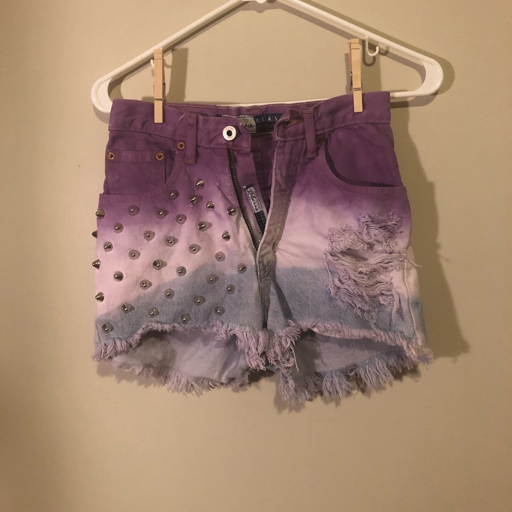 Distressed high waisted jean shorts